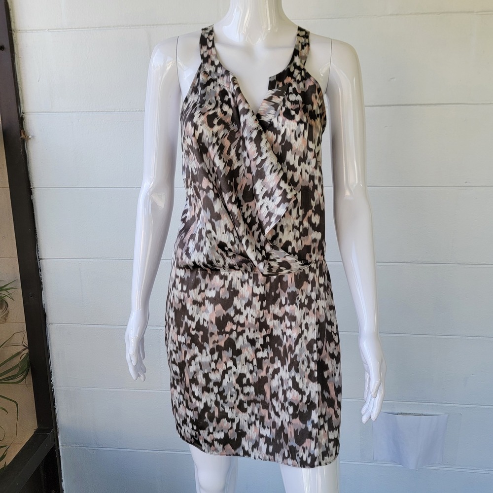 Greylin Mini Dress Grey Beige Abstract Women XS Contemporary Summer Cocktail